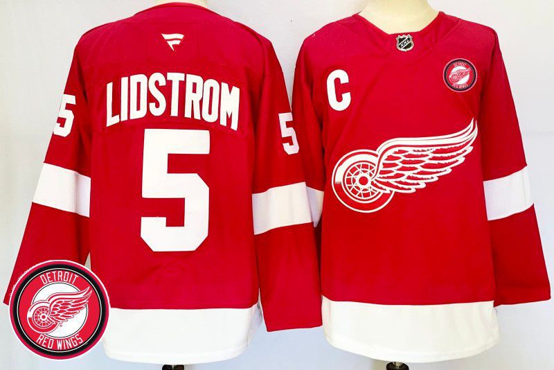 Men Detroit Red Wings #5 Lidstrom Red Fanatics 2025 NHL Jersey style 3